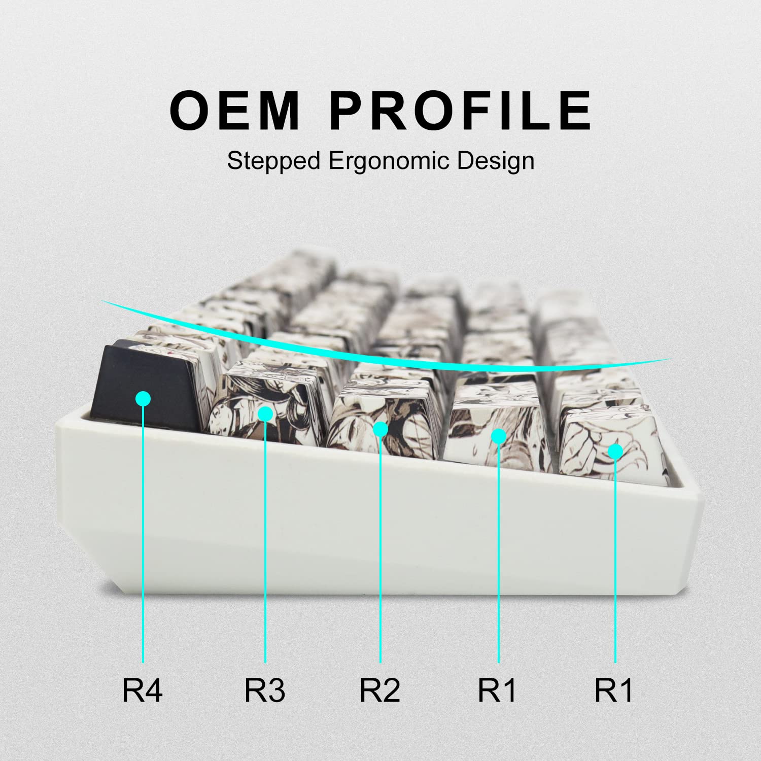 GMKWTL PBT Anime Keycaps 108 Keys, XVX Japanese Custom Backlit